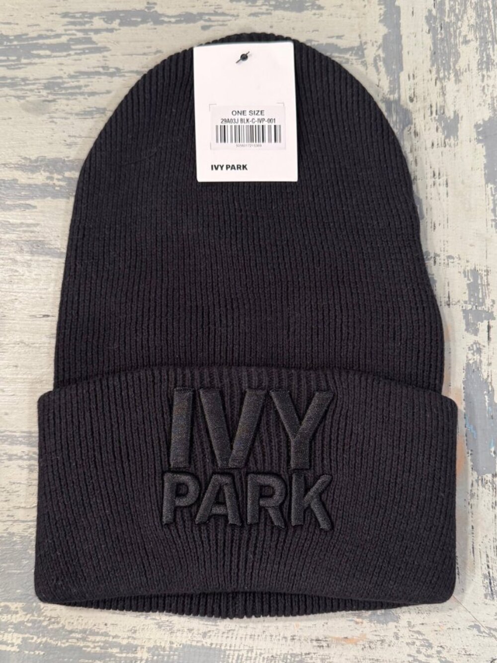 BRAND NEW Beyonce x IVY PARK Black Knit Cotton Beanie Logo Sporty Gym Womens NWT